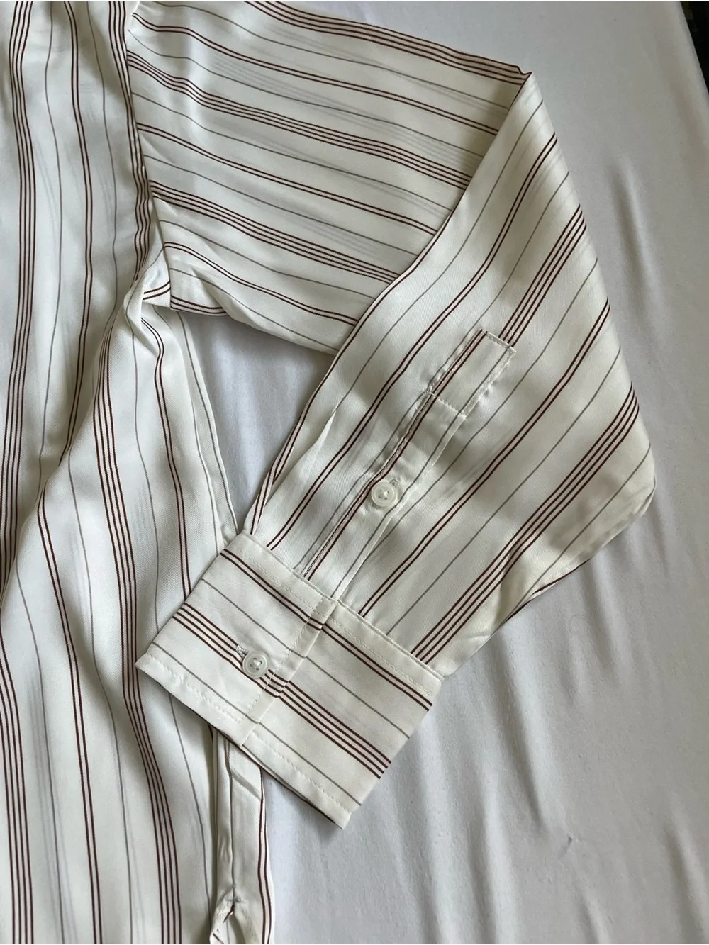 Banana Republic Ivory Button-Down Shirt with Brown Stripes